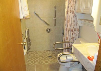 Wheelchair accessible shower and ADA toilet.