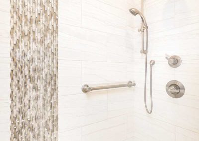 Wheelchair accessible shower with modern design.